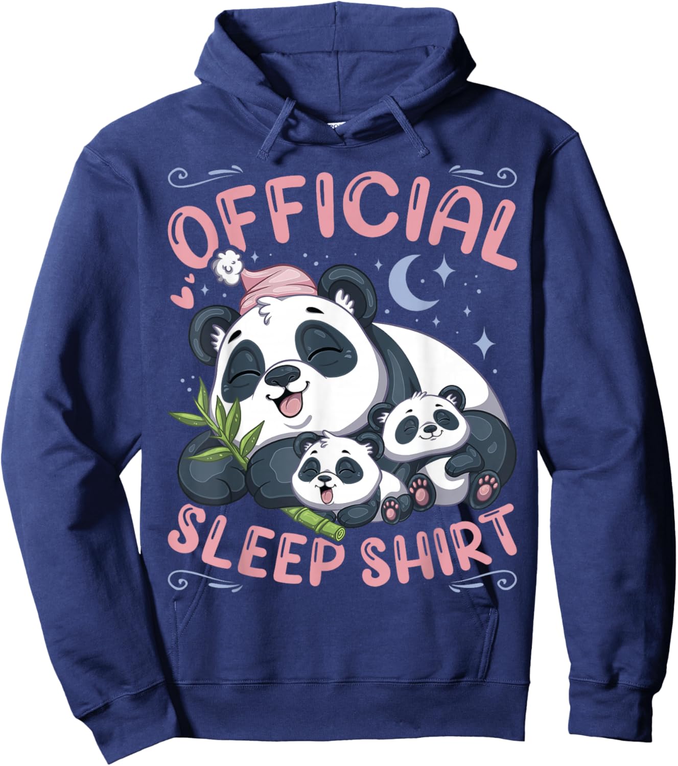 Official Sleep Shirt, Panda Bear with 2 Puppies Hoodie - Hoodie | Navy