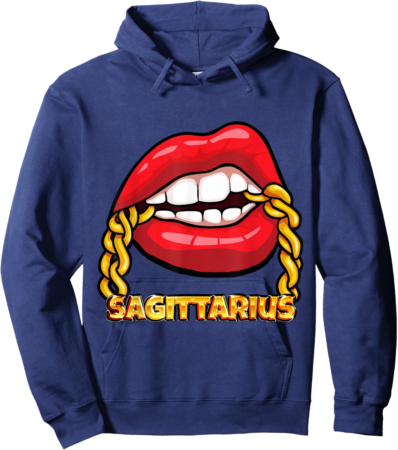 Juicy Lips Gold Chain Sagittarius Zodiac Sign Hoodie - Hoodie | Navy
