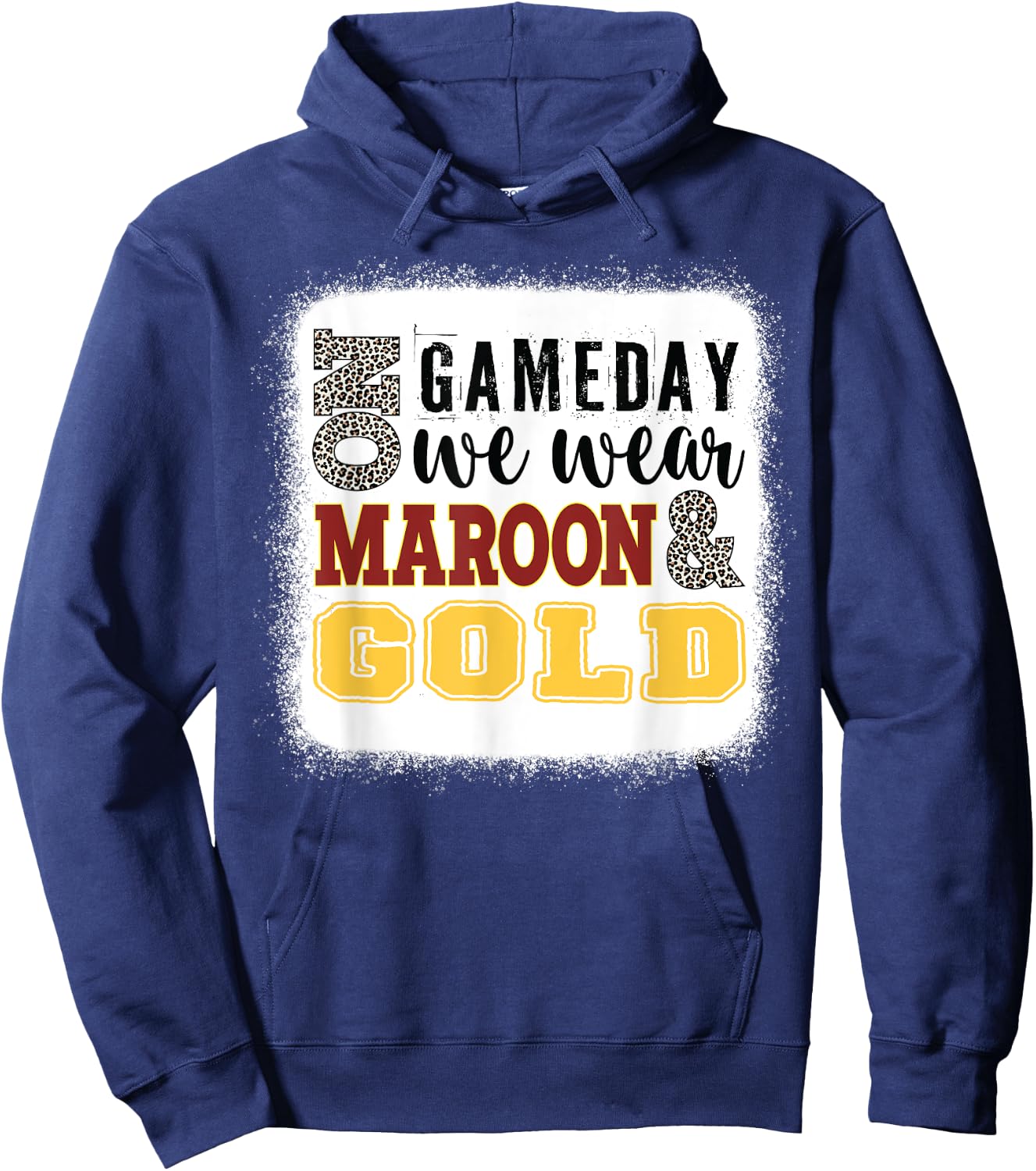 On Gameday Football We Wear Maroon And Gold Leopard Print Hoodie - Hoodie | Navy