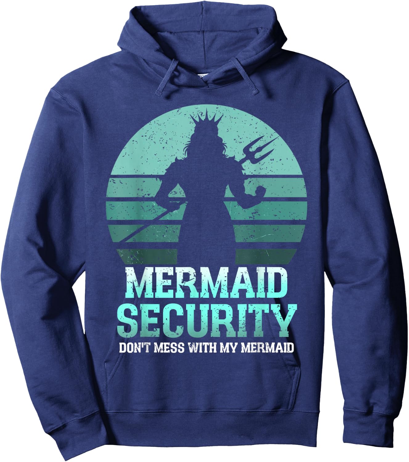 Mermaid Security Funny Vintage Birthday Party Dad Father Day Hoodie - Hoodie | Navy