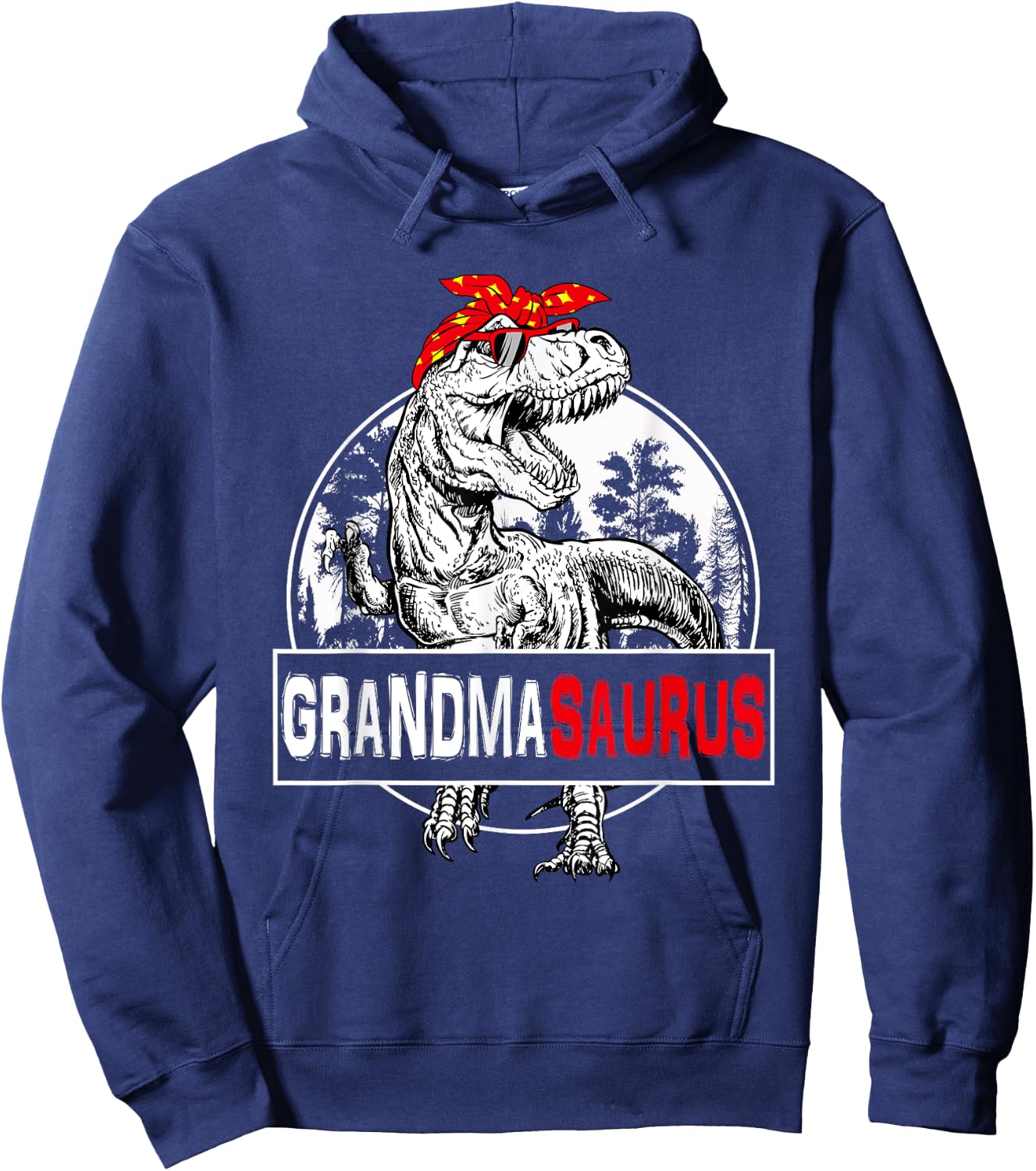 Grandmasaurus T rex Dinosaur Grandma Saurus Family Matching Hoodie - Hoodie | Navy