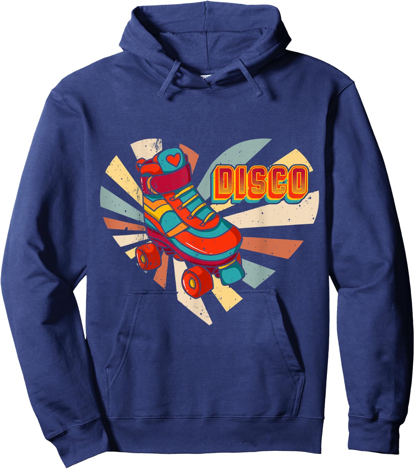 Disco Roller Love Vintage Skates Derby Skating Heart Gift Hoodie - Hoodie | Navy