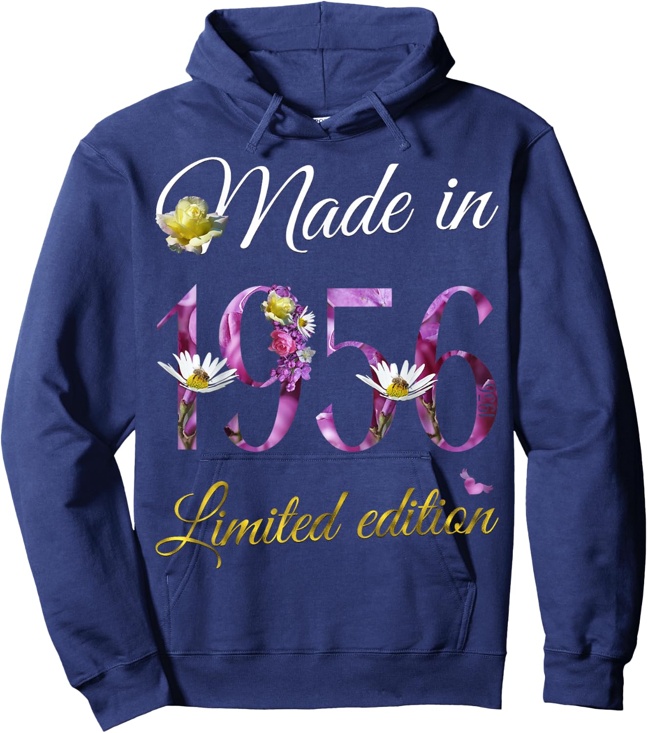 Made in 1956 69 Year Old Floral 1956 69th Birthday Gift Hoodie - Hoodie | Navy