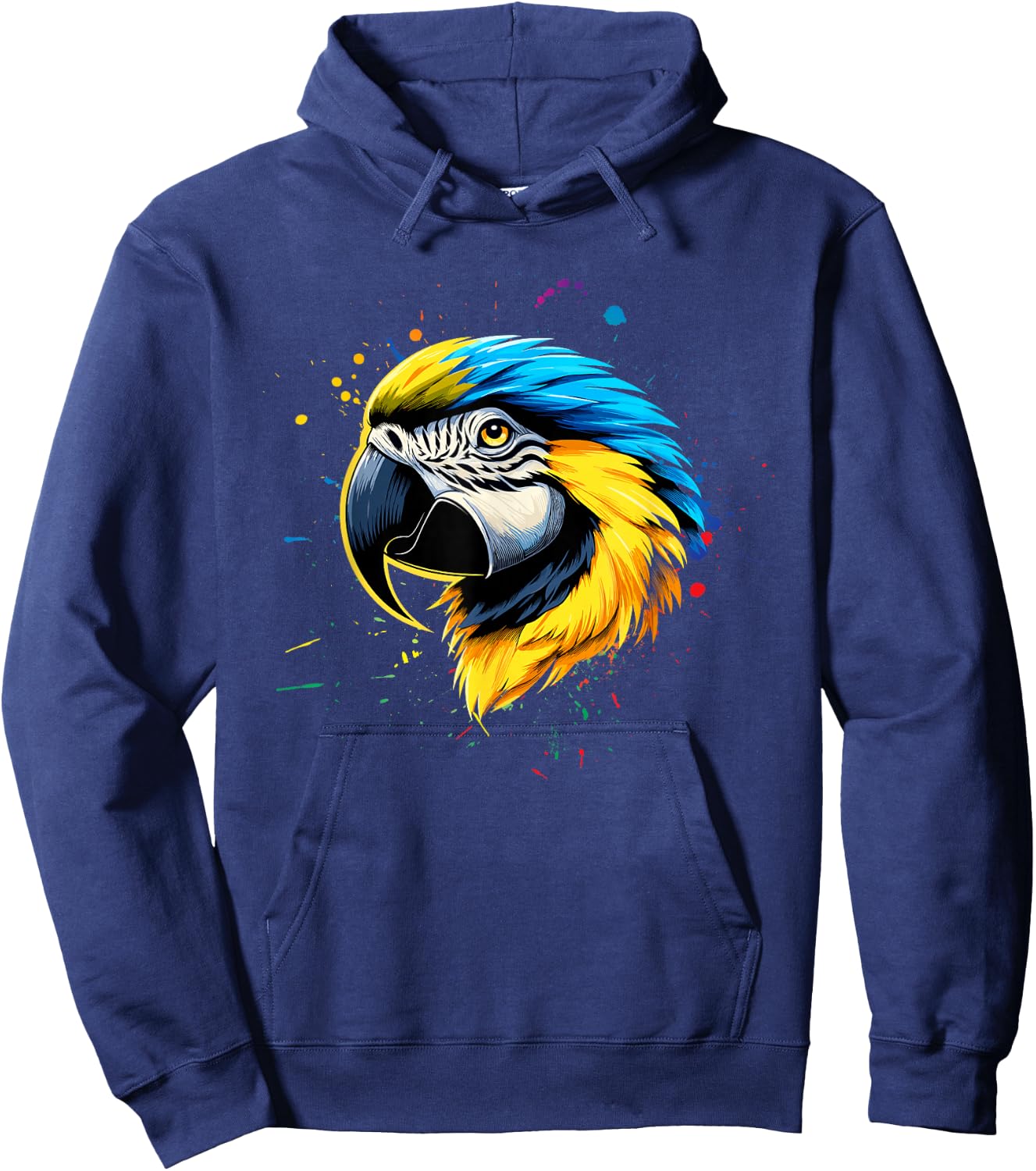 Blue Yellow Macaw Face Watercolor Macaw Hoodie - Hoodie | Navy