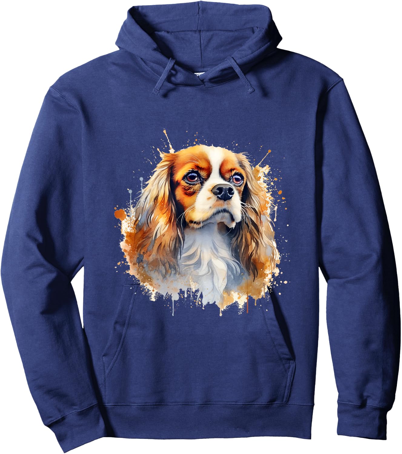 Cavalier King Charles Spaniel Watercolor Dog Hoodie - Hoodie | Navy