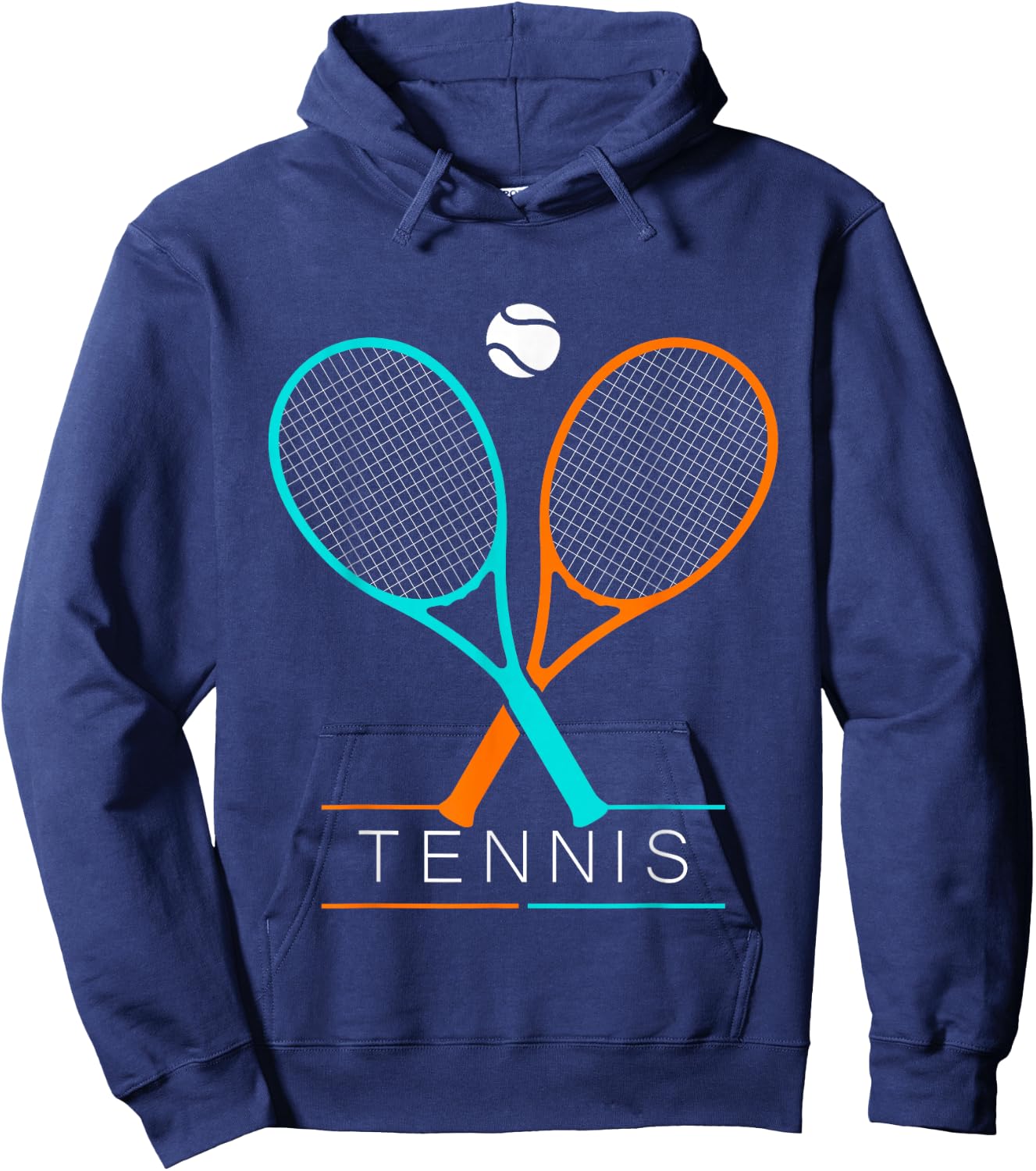 Tennis Women Men Children Tennis Racket & Ball Hoodie - Hoodie | Navy