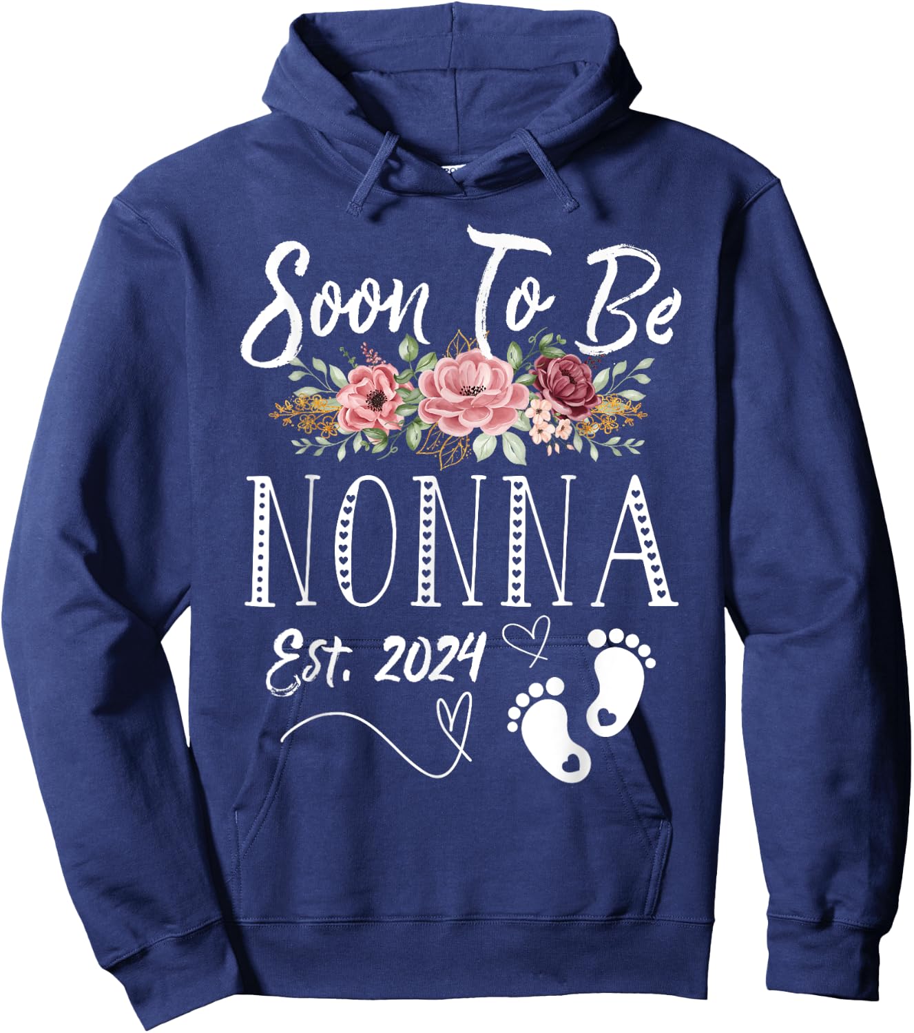 Soon To Be Nonna Est 2024 1st Time New Baby Shower Family Hoodie - Hoodie | Navy