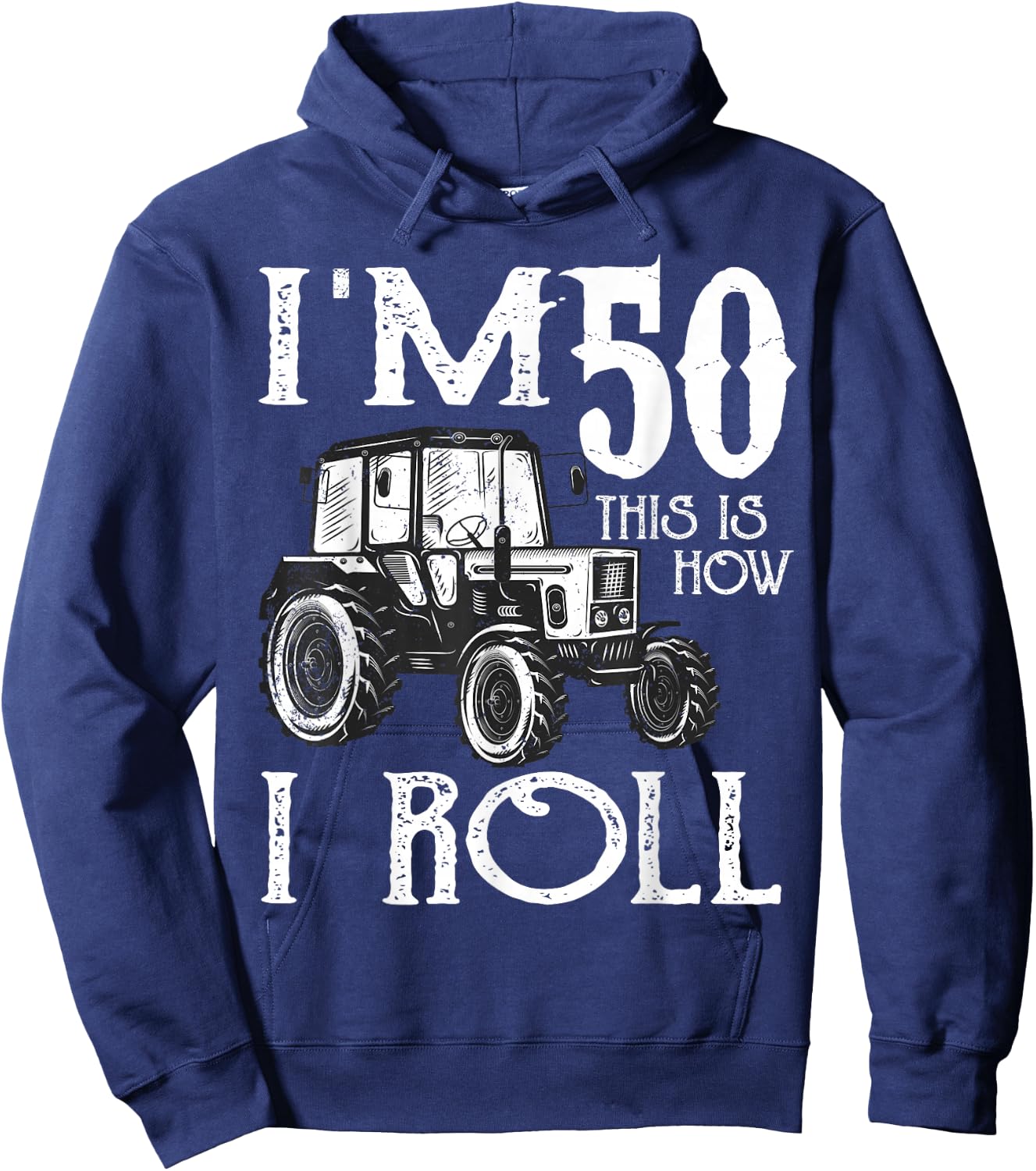 50th Birthday Tractor Farmer Rancher Funny 50 years old gift Hoodie - Hoodie | Navy