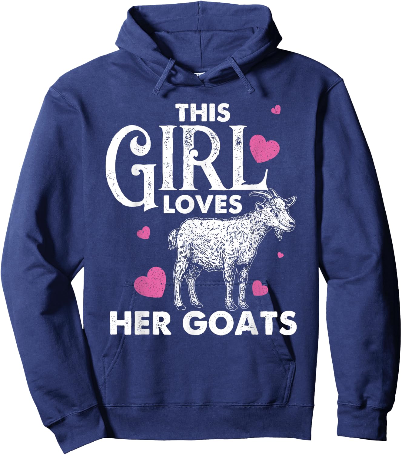 Cool Country Livestock Farm Kids Crazy Goat Lady Funny Goat Gift Girls Animal Farming Farmer Lovers Hoodie - Hoodie | Navy