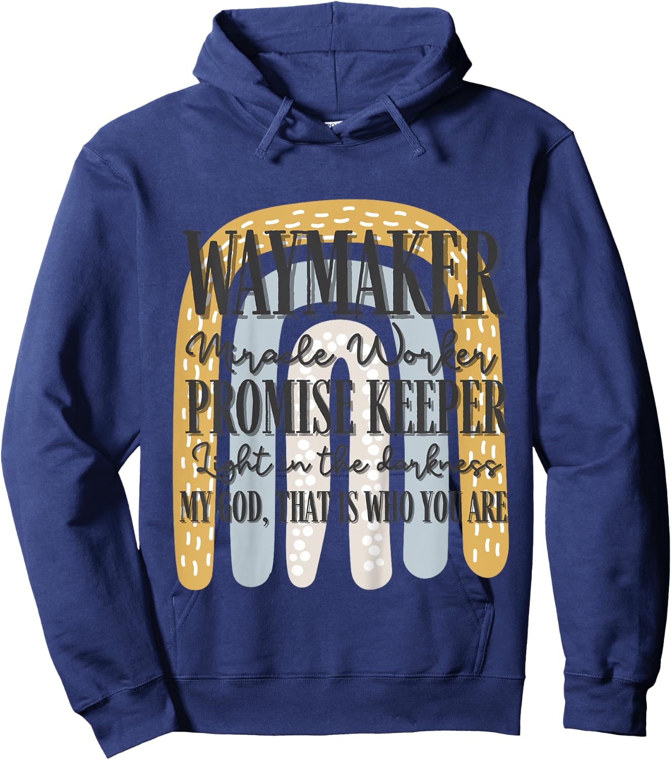 Kids Waymaker Miracle Worker Rainbow Christian Hoodie - Hoodie | Navy
