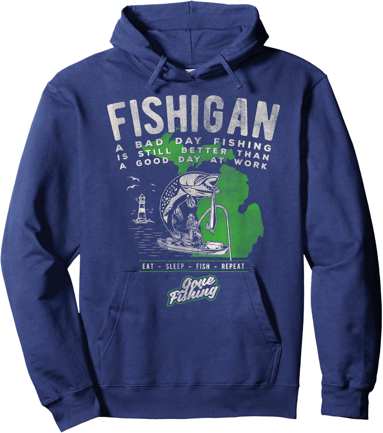 Fishigan Michigan Fishing Gift Apparel women novelty Hoodie - Hoodie | Navy