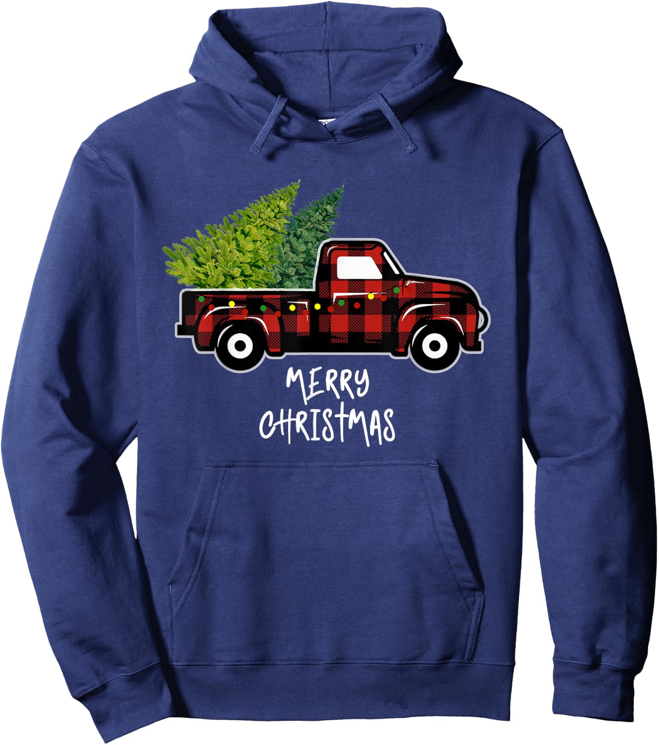 Red Truck with Christmas Tree Vintage Gifts Merry Christmas Hoodie - Hoodie | Navy