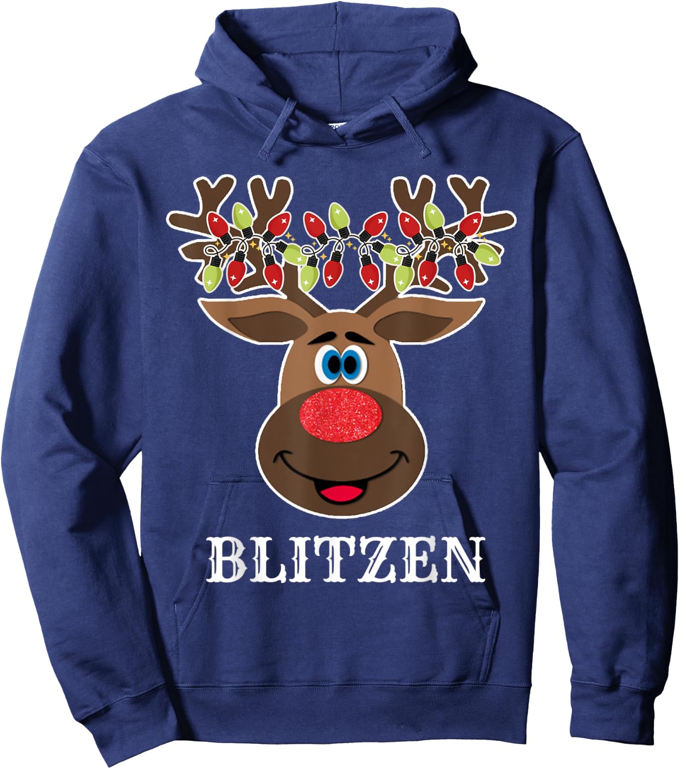 Santa Reindeer Blitzen Xmas Group Costume Hoodie - Hoodie | Navy