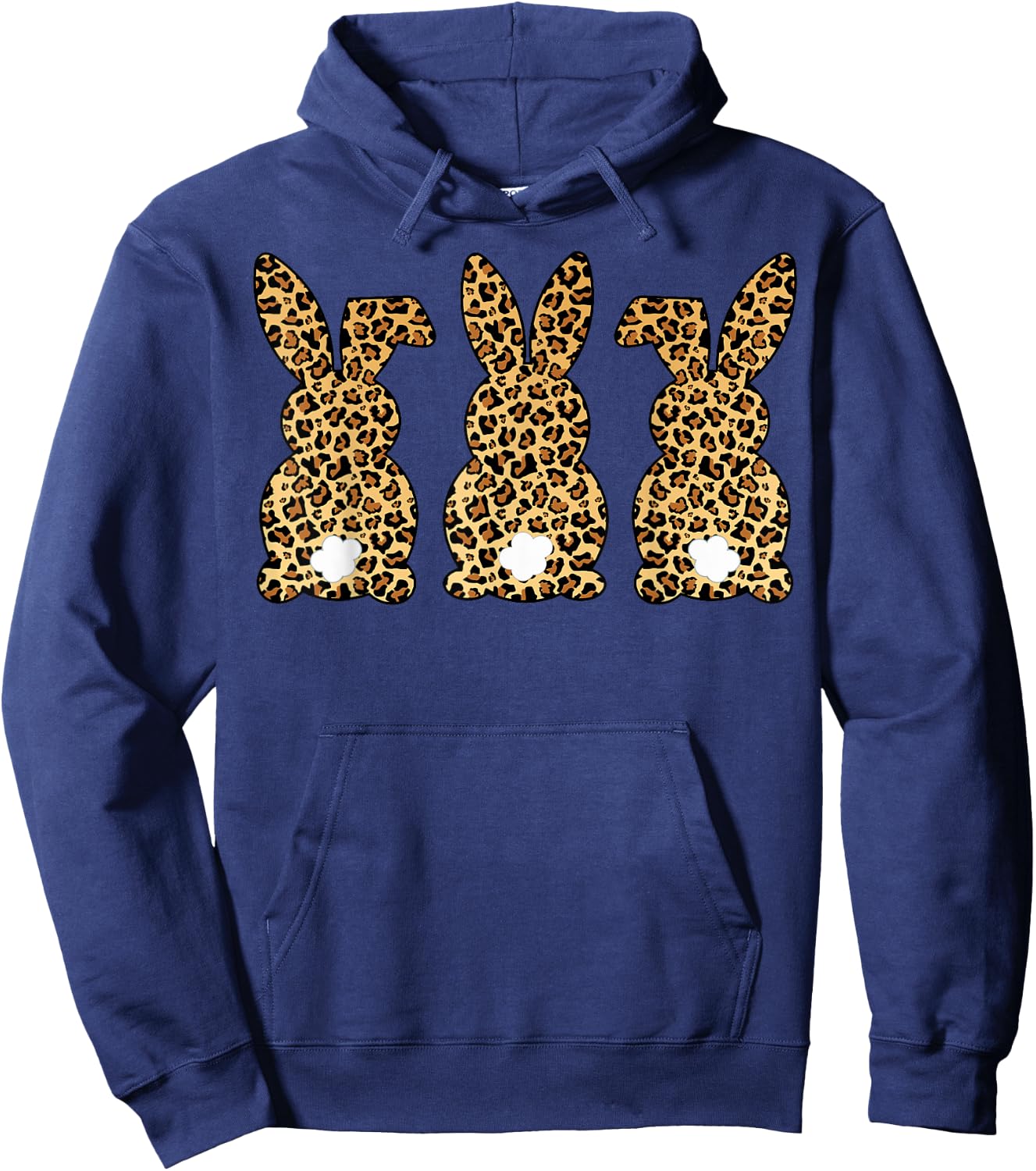 Leopard Print Easter Bunnies Spring Rabbit Animal Print Hoodie - Hoodie | Navy