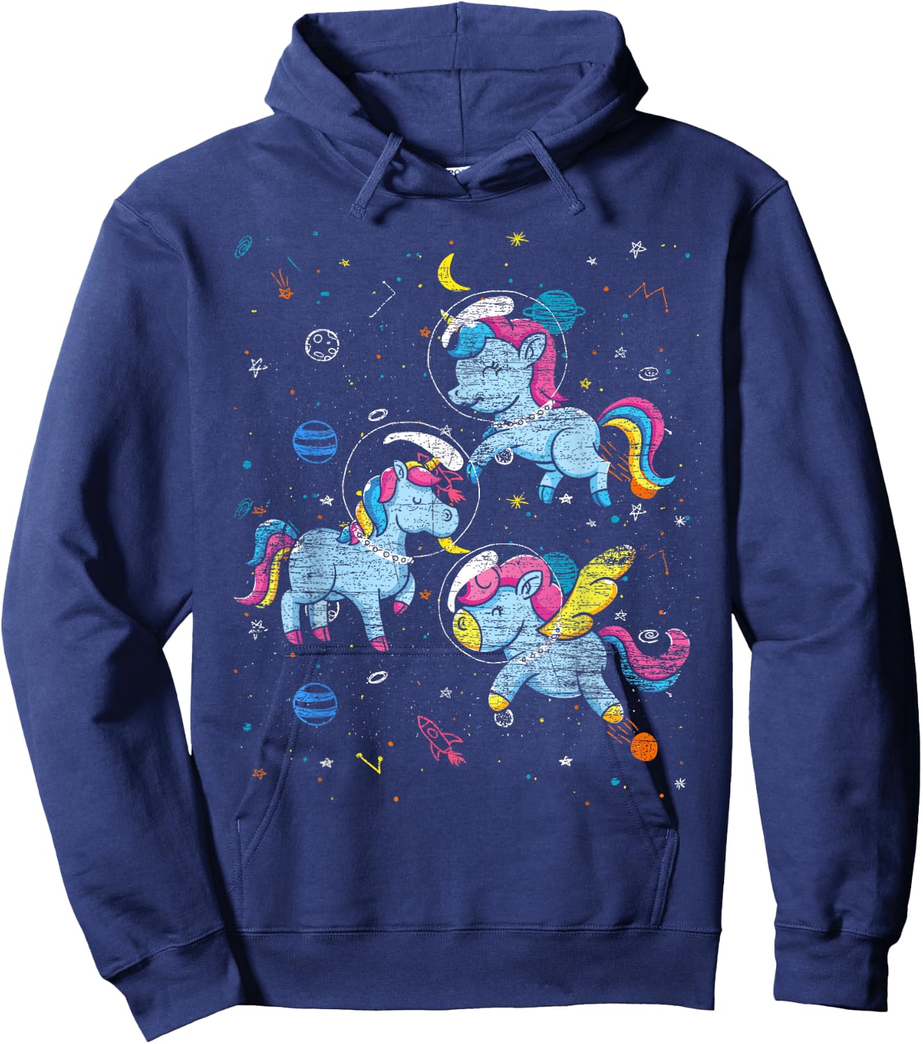 Astronaut Outer Space Planets Magical Girls Gift Unicorn Hoodie - Hoodie | Navy