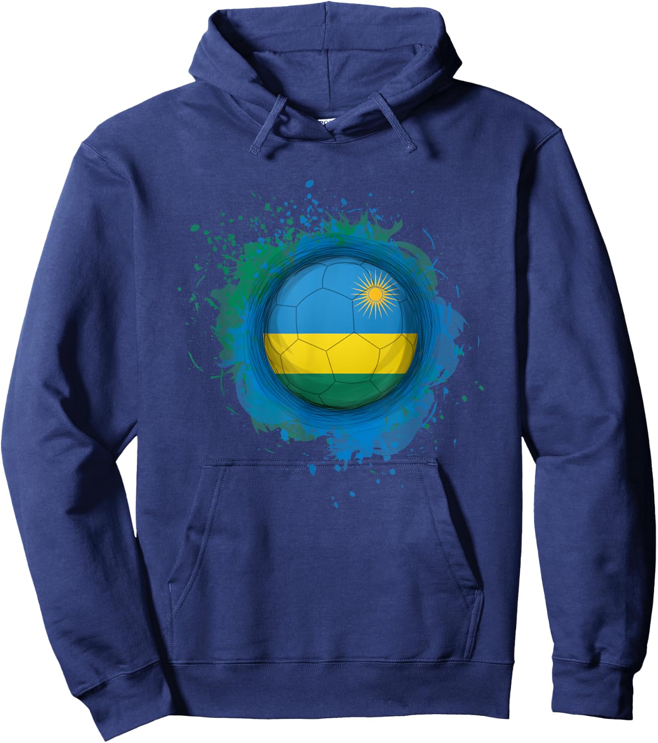 Proud Heritage Rwanda Flag Soccer Ball Hoodie - Hoodie | Navy