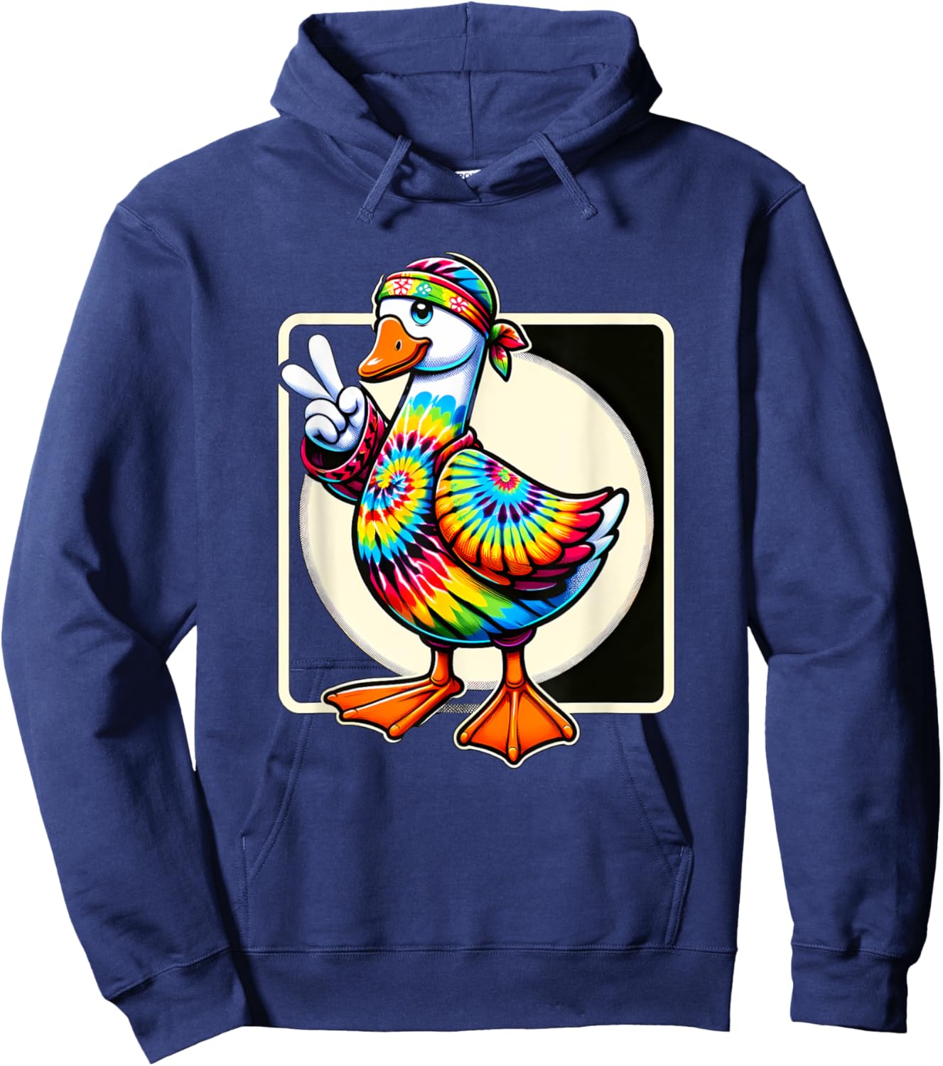 Peace Sign Tie Dye Goose Hoodie - Hoodie | Navy