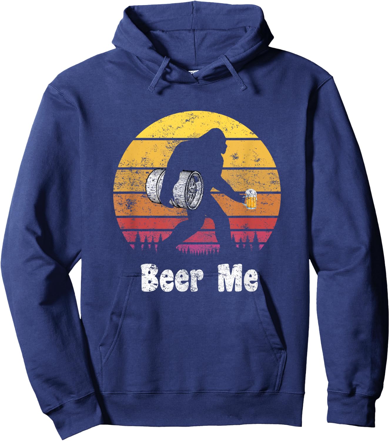 Bigfoot Loves Beer - Beer Me - Funny Bigfoot Beer Sasquatch Hoodie - Hoodie | Navy