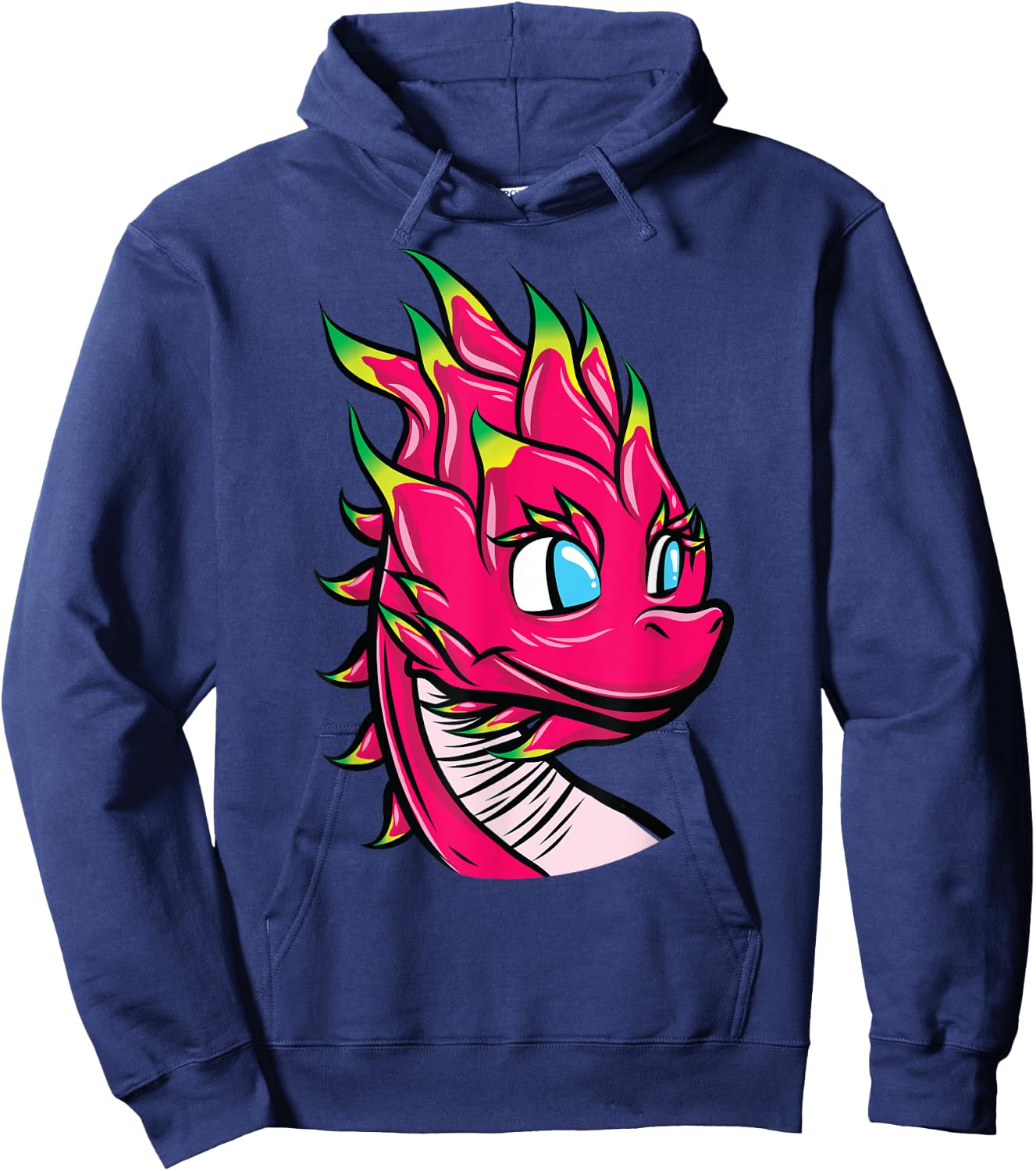 Cute Cartoon Pitaya Dragon Fruit with Dragon Head Hoodie - Hoodie | Navy