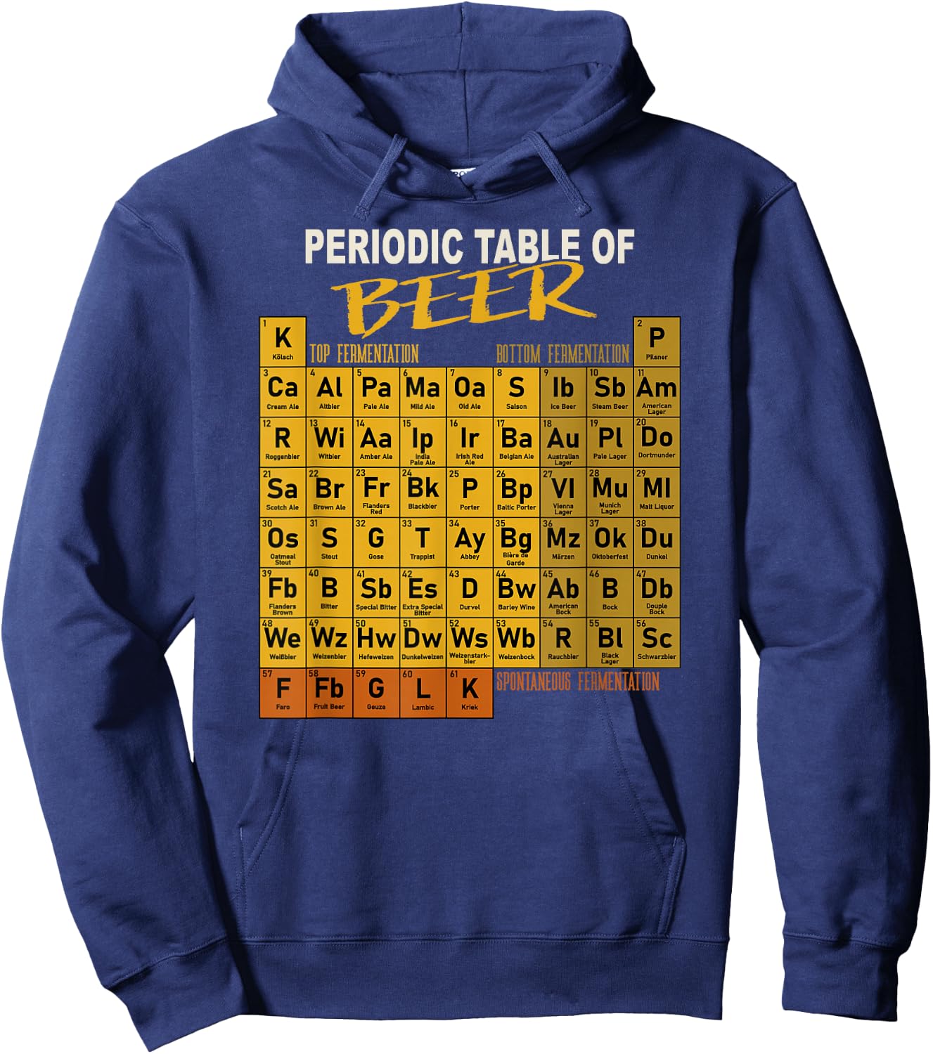 Periodic Table of Beer - Craft Beer Style Brewery Hoodie - Hoodie | Navy
