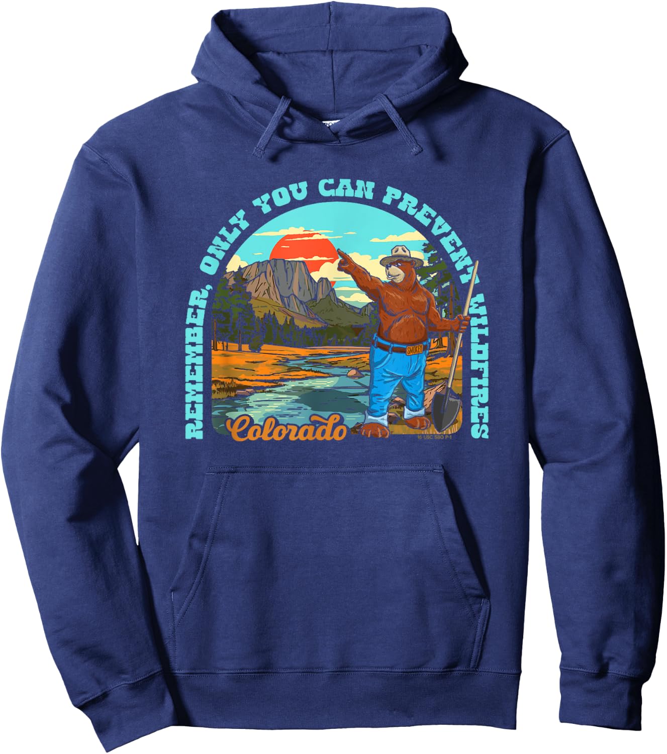 Only You Can Prevent Wildfires Smokey Bear Colorado Mountain Hoodie - Hoodie | Navy