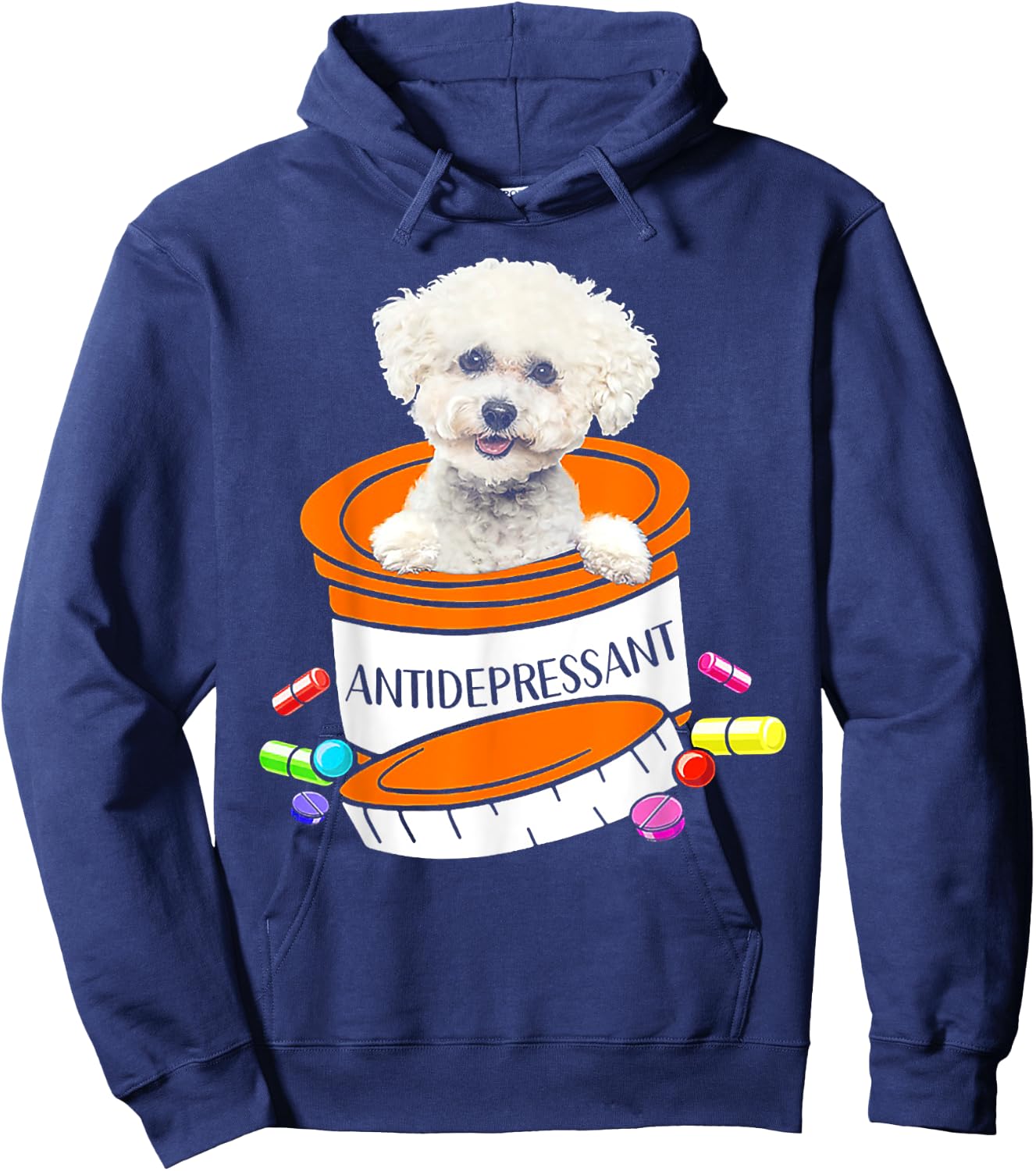 Bichon Frise antidepressant Hoodie - Hoodie | Navy