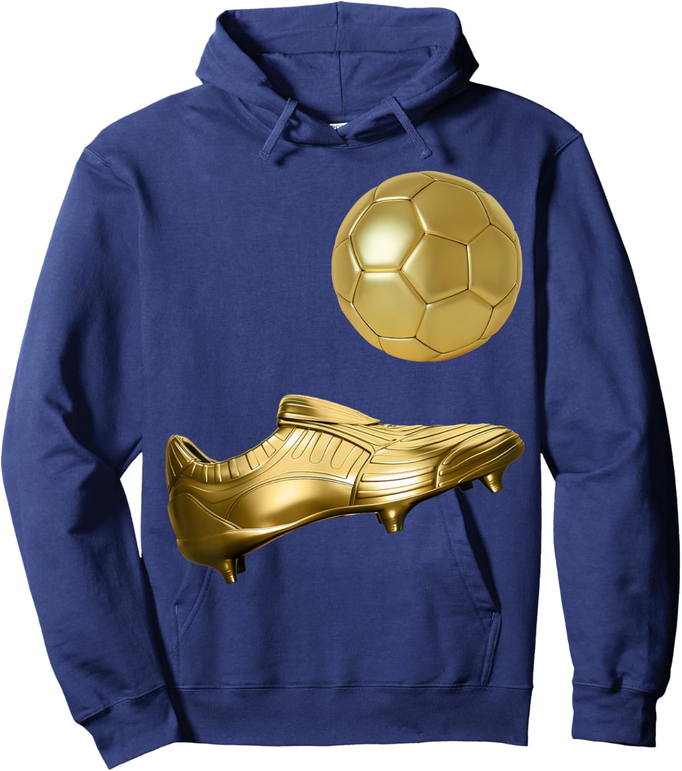 Golden Soccer Ball, Golden Boot Style Soccer Player Soccer , Small, Black Hoodie - Hoodie | Navy