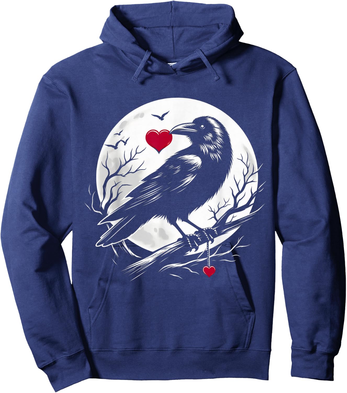 Goth Raven Heart - Dark Love - Gothic Valentines Day Hoodie - Hoodie | Navy