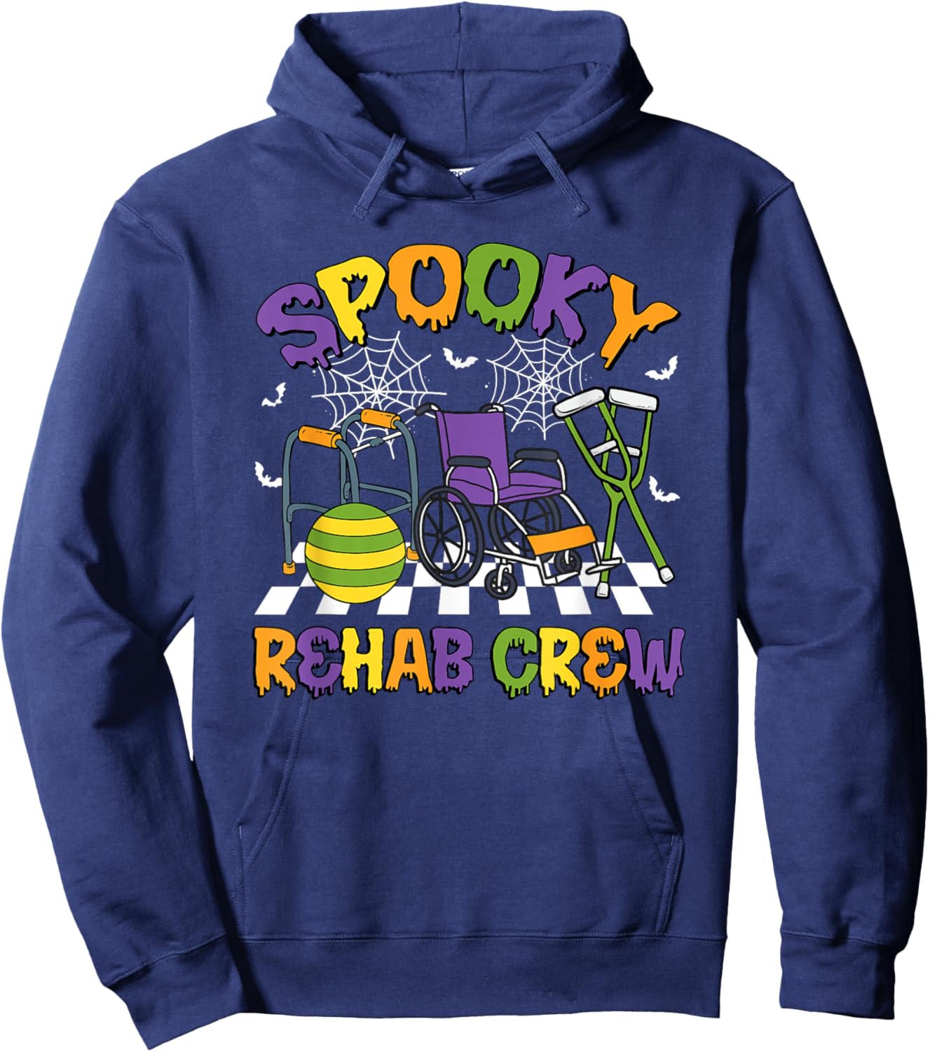 Retro Spooky Rehab Crew Rehab Nurse Halloween Costumes Hoodie - Hoodie | Navy
