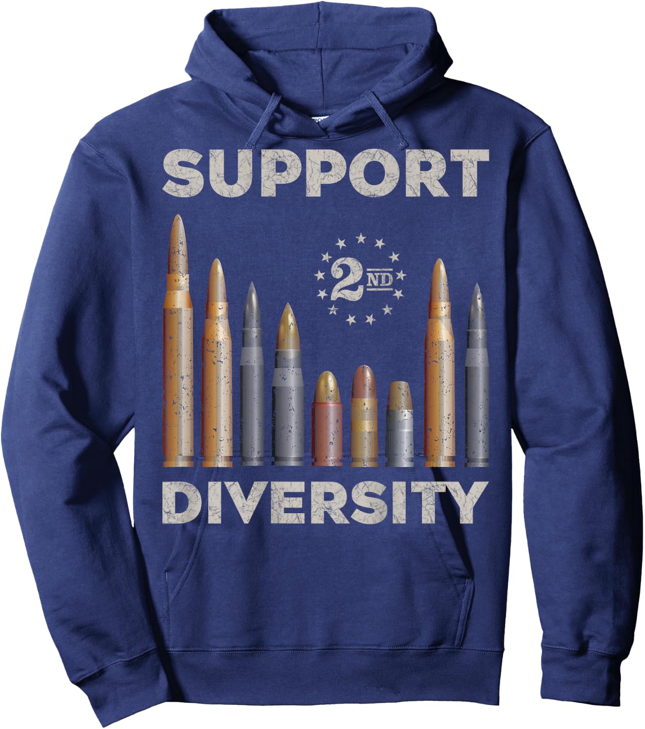 Support Diversity Bullet/Second Amendment Gun Rights Back Hoodie - Hoodie | Navy