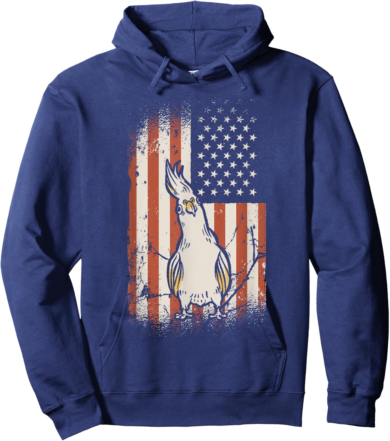 Cockatiel American Flag Bird Lover Patriotic Cockatiel Hoodie - Hoodie | Navy