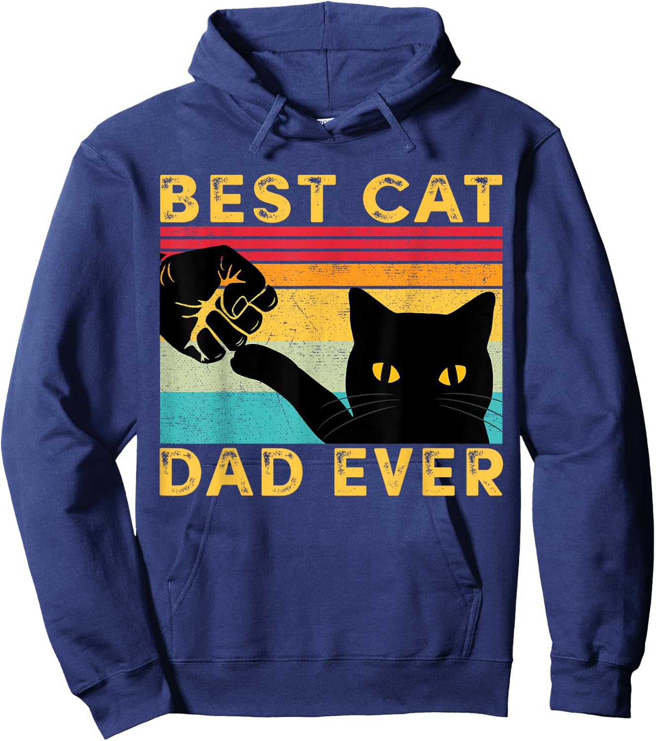 Best Cat Dad Ever Funny Cat Daddy Fist Bump Father's Day Hoodie - Hoodie | Navy