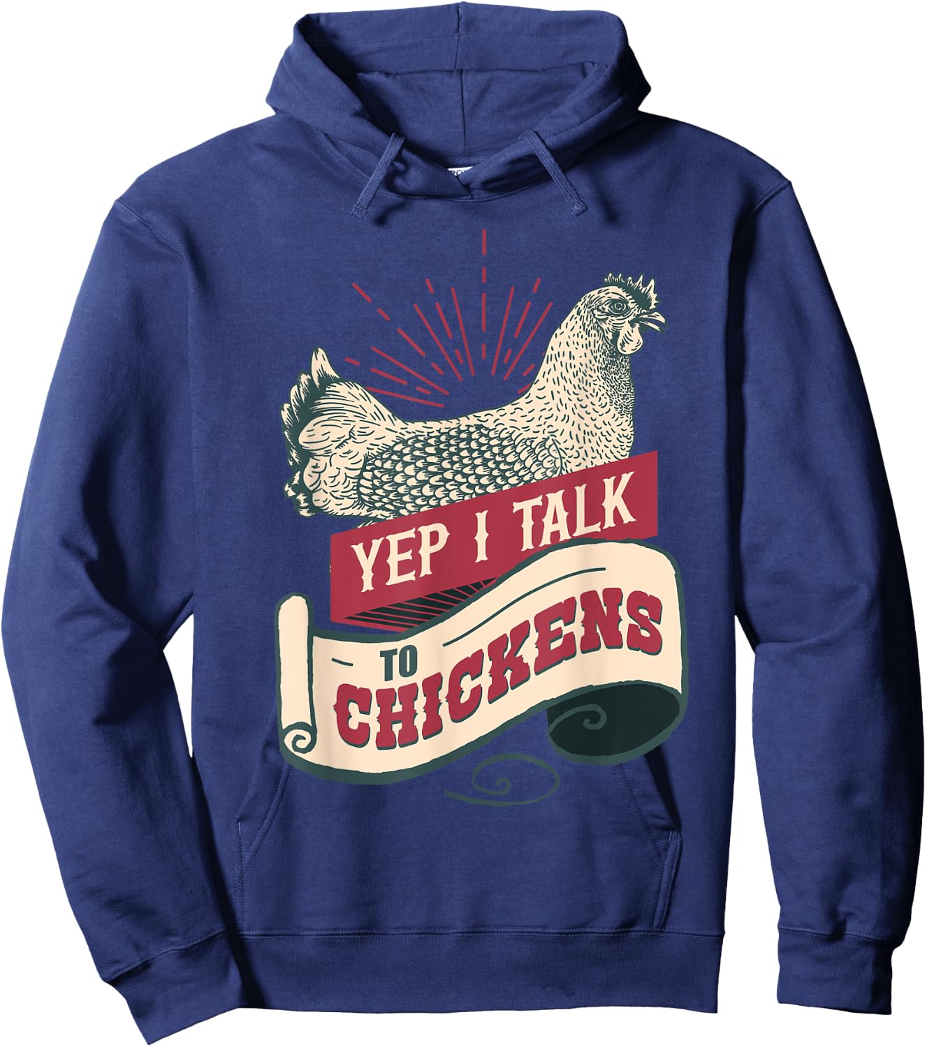Yep I Talk To Chickens Vintage Style Shirt Chicken Hoodie - Hoodie | Navy