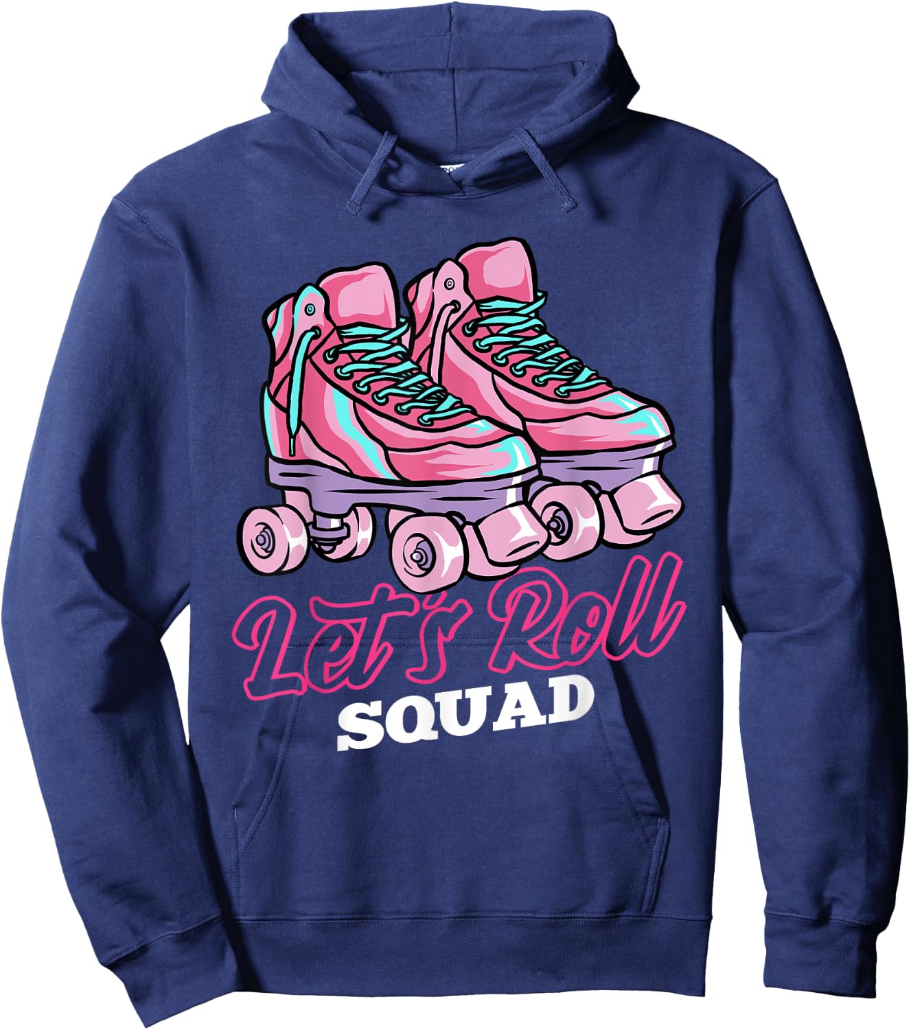 Let's Roll Squad, Roller Skating Theme, Retro Roller Blading Hoodie - Hoodie | Navy