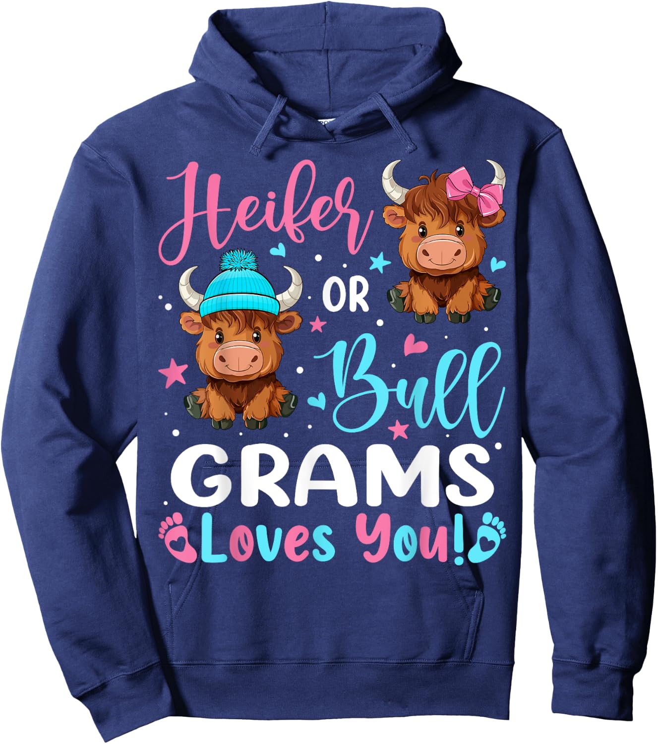 Bull or Heifer Grams Loves You Highland Cow Lover Hoodie - Hoodie | Navy