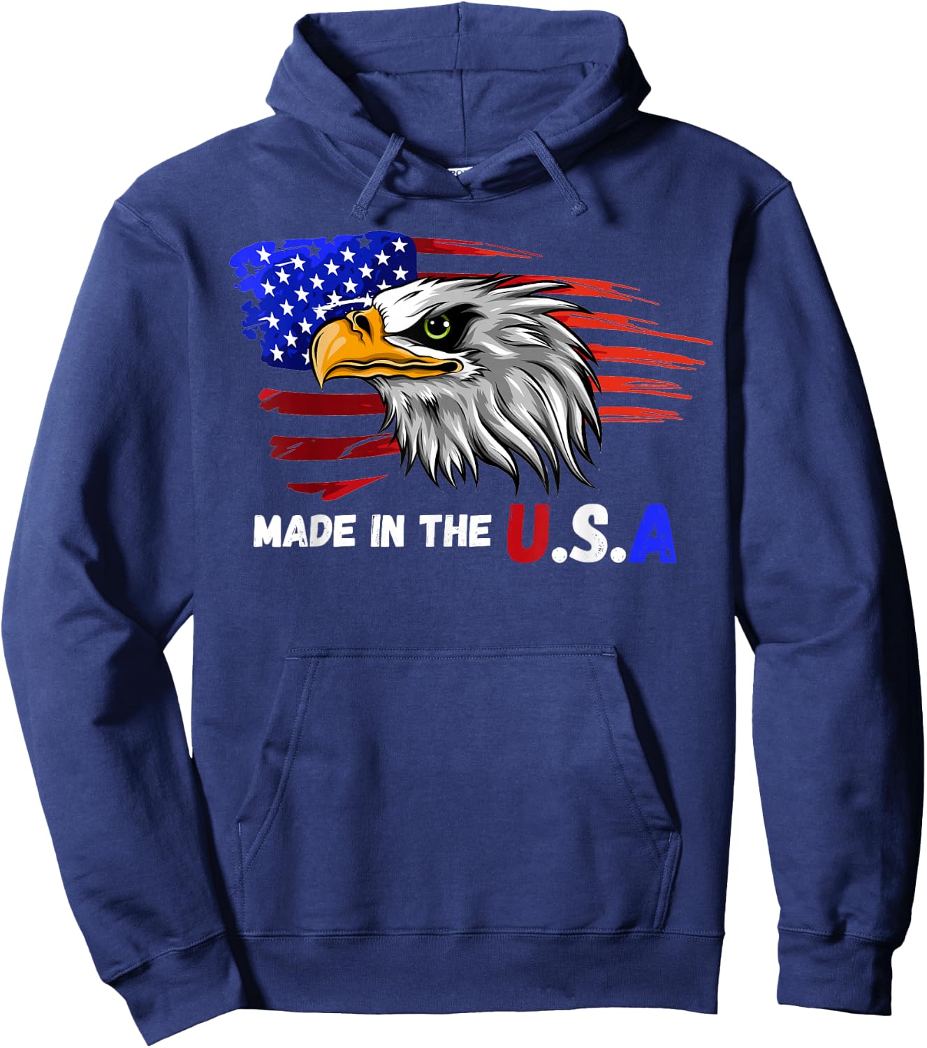 Made In The U.S.A Bald Eagle Patriotic Flag Tattoo Hoodie - Hoodie | Navy