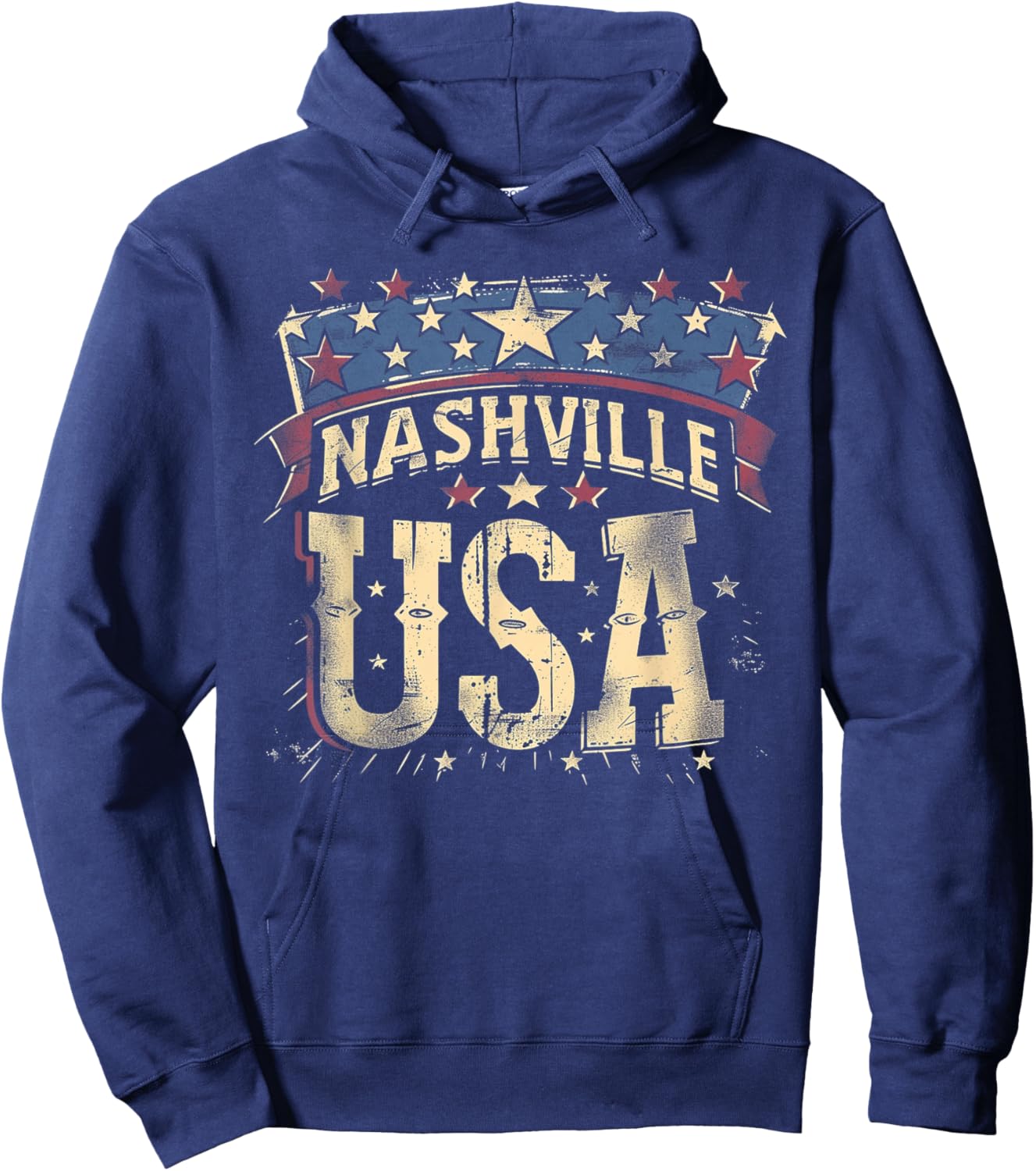Nashville - USA 4th of July Retro American Flag Vintage Hoodie - Hoodie | Navy