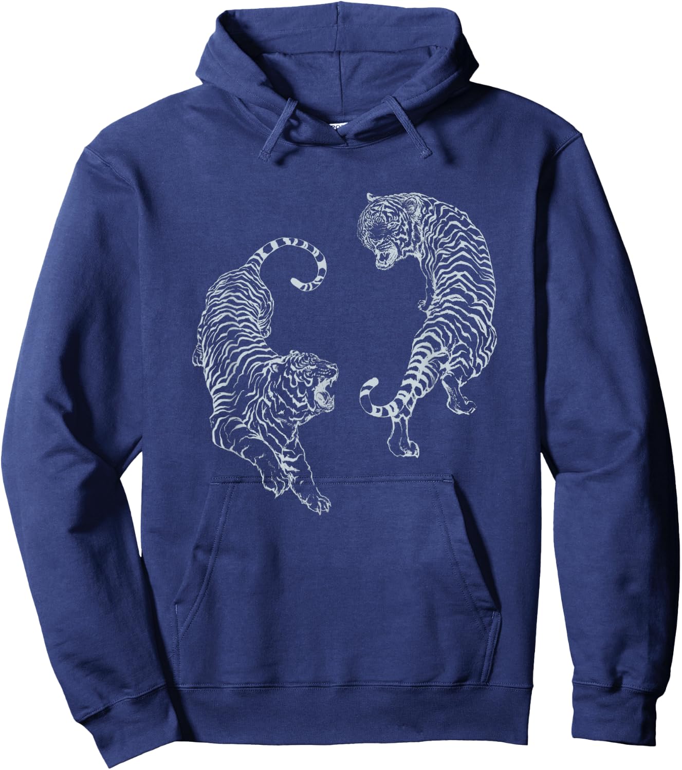 Vintage Tiger Aesthetic Tattoo Art Twin Tigers Hoodie - Hoodie | Navy