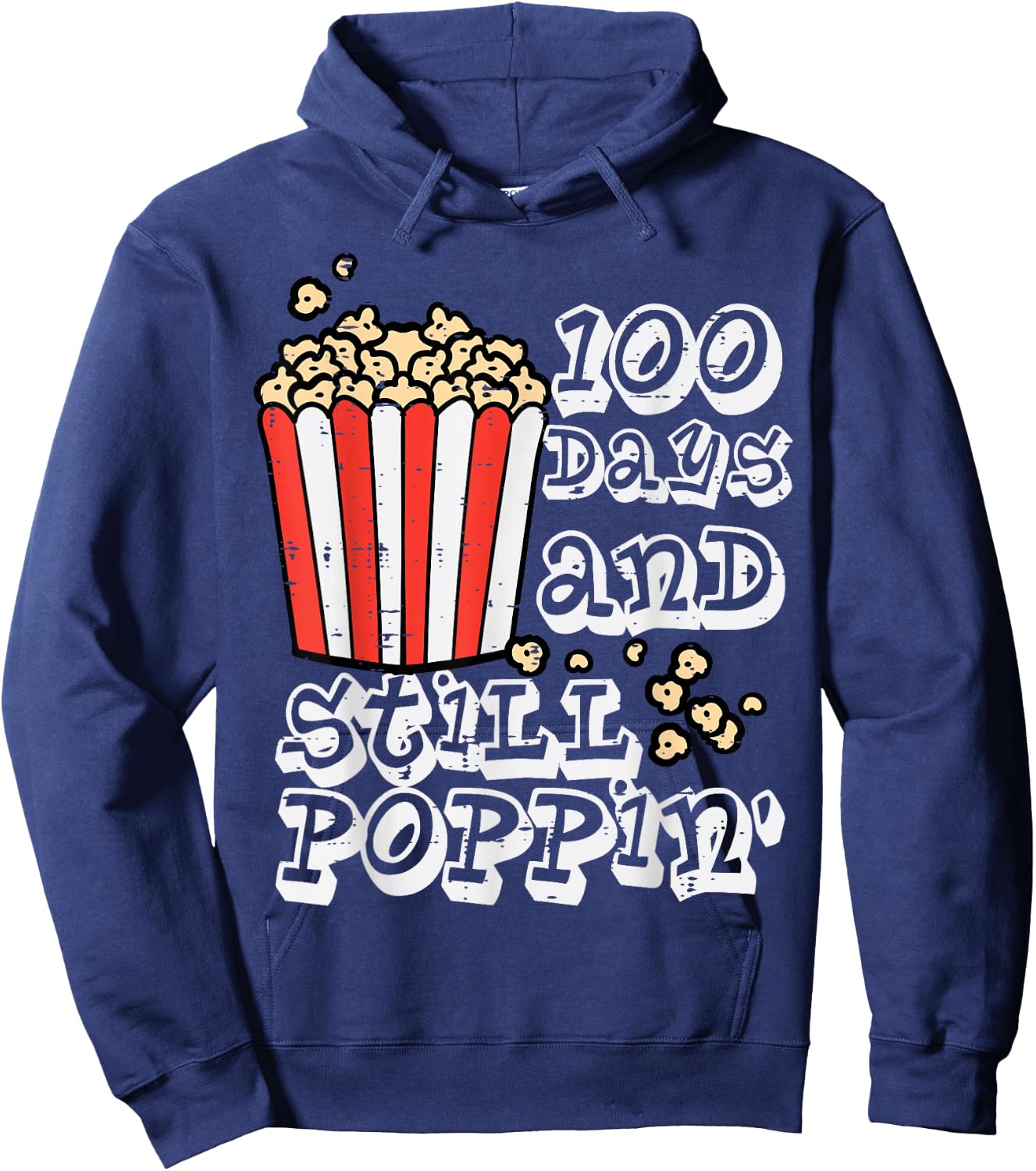 100 Days Still Poppin Popcorn 100th Day School Men Women Kid Hoodie - Hoodie | Navy