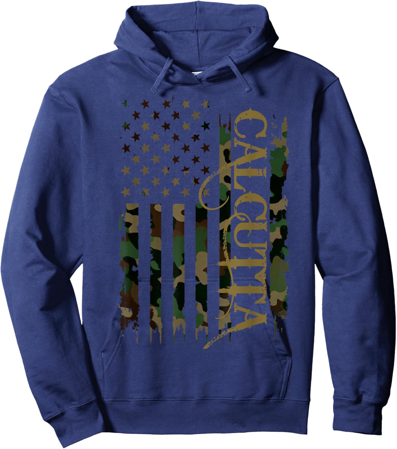 Calcutta United States Distressed Camo w US Flag Hoodie - Hoodie | Navy