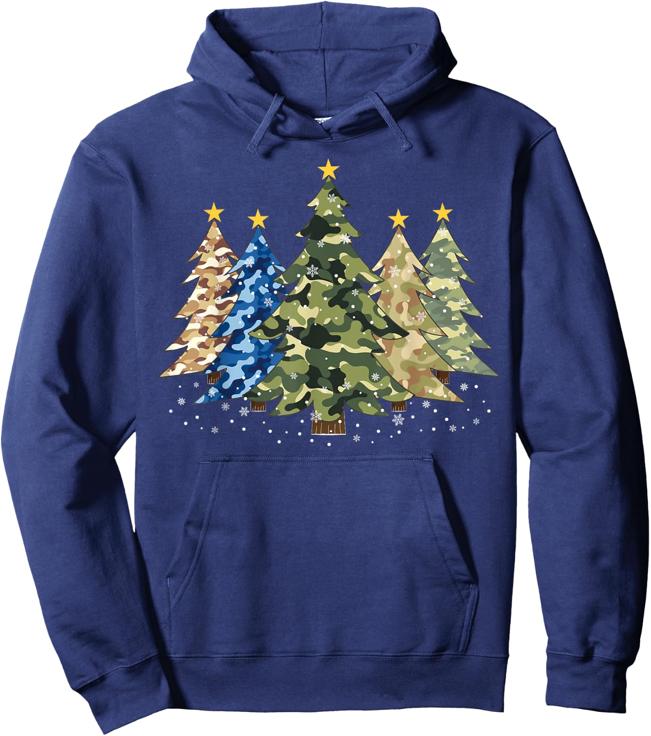 Camo Print Christmas Trees with Camouflage Print Xmas Hoodie - Hoodie | Navy