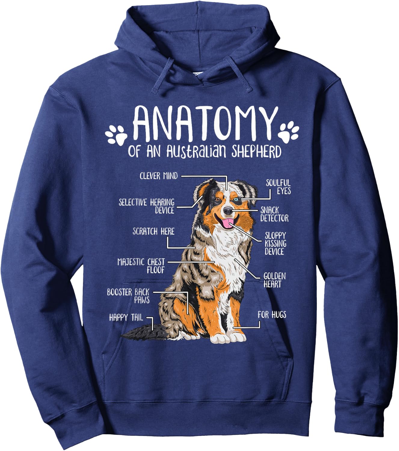 Funny Anatomy Australian Shepherd Dog Lover Aussie Small Hoodie - Hoodie | Navy