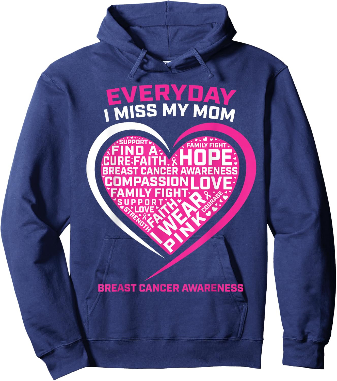 Remembrance In Memory Of My Mom Pink Breast Cancer Awareness Hoodie - Hoodie | Navy
