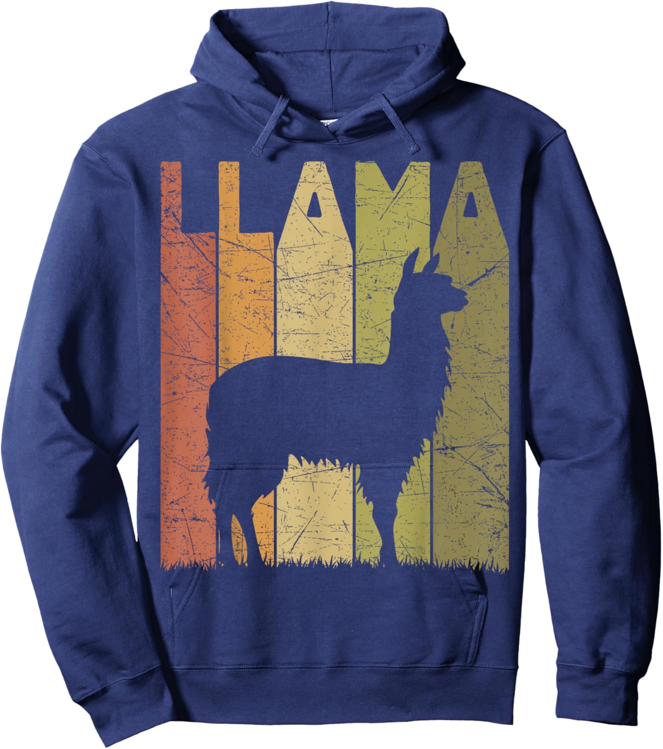 Llama Vintage Alpaca Llama Lover Retro Alpaca Farmer Hoodie - Hoodie | Navy