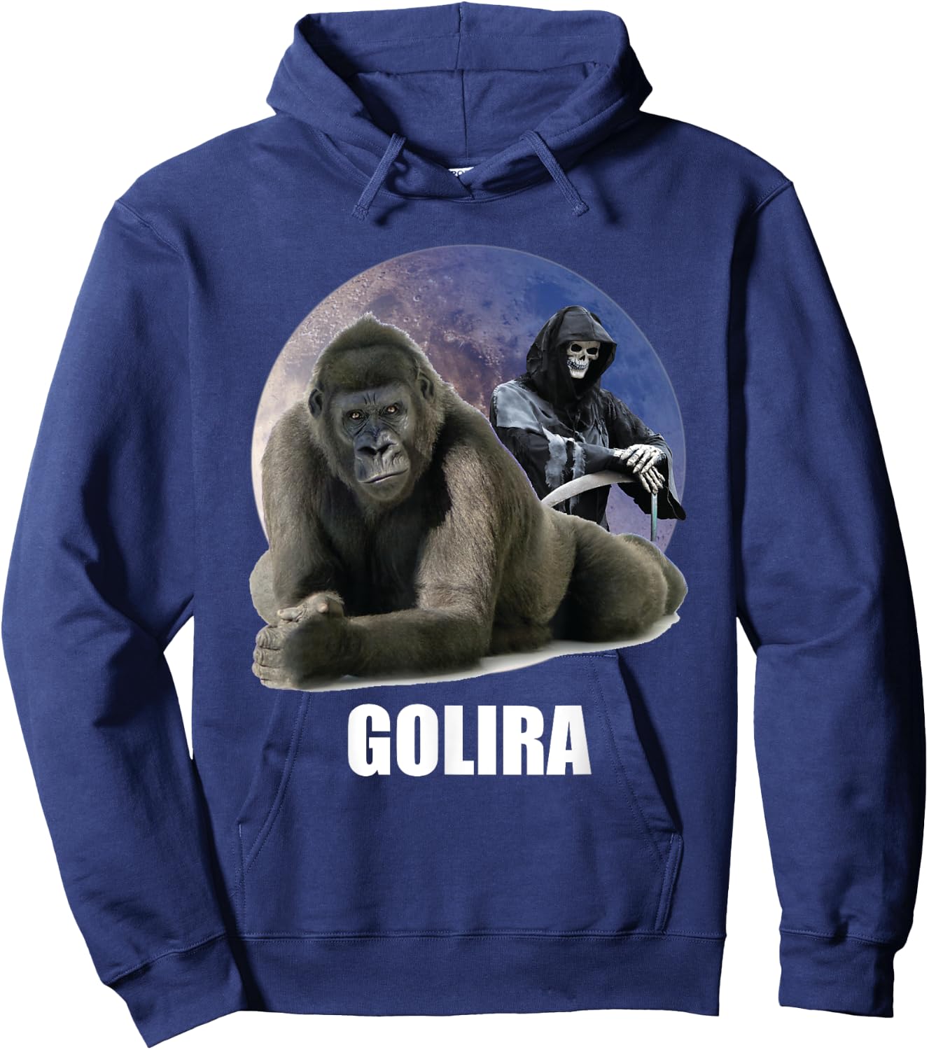 Ironic Gorilla Cringe Weird Silly Odd Sarcastic Dumb Meme Hoodie - Hoodie | Navy