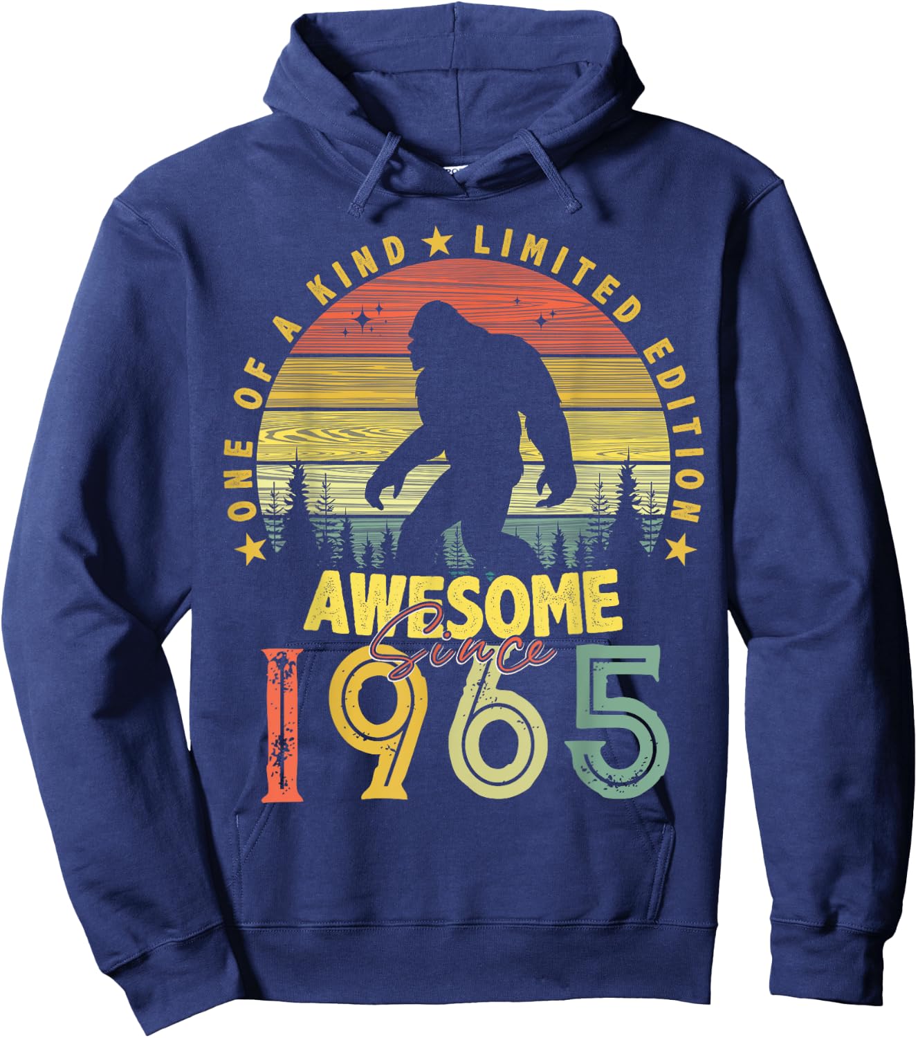 Awesome Since 1965 59th Birthday Gifts Bigfoot Born in 1965 Hoodie - Hoodie | Navy