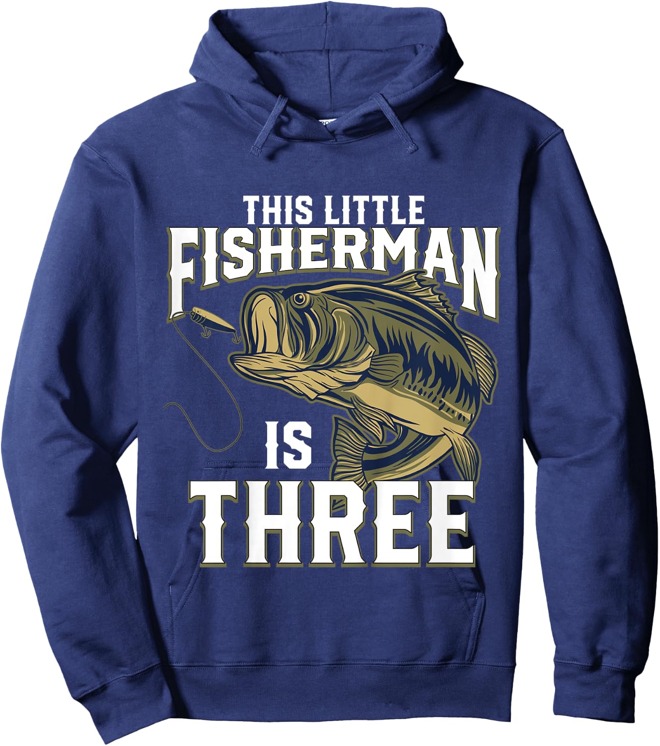Kids 3 Year Old Fishing Birthday Party Fisherman 3rd Gift Boy Hoodie - Hoodie | Navy