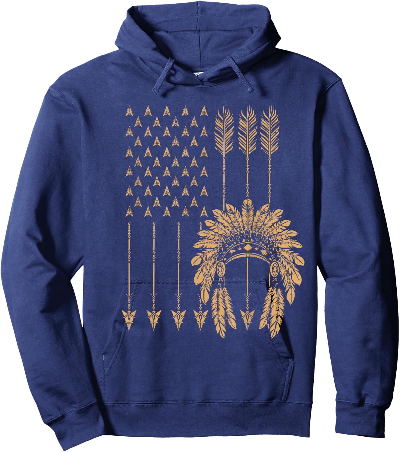 Funny Native American Flag Gift Cool USA Tribe Patriotic Women Girls Kids Men Hoodie - Hoodie | Navy