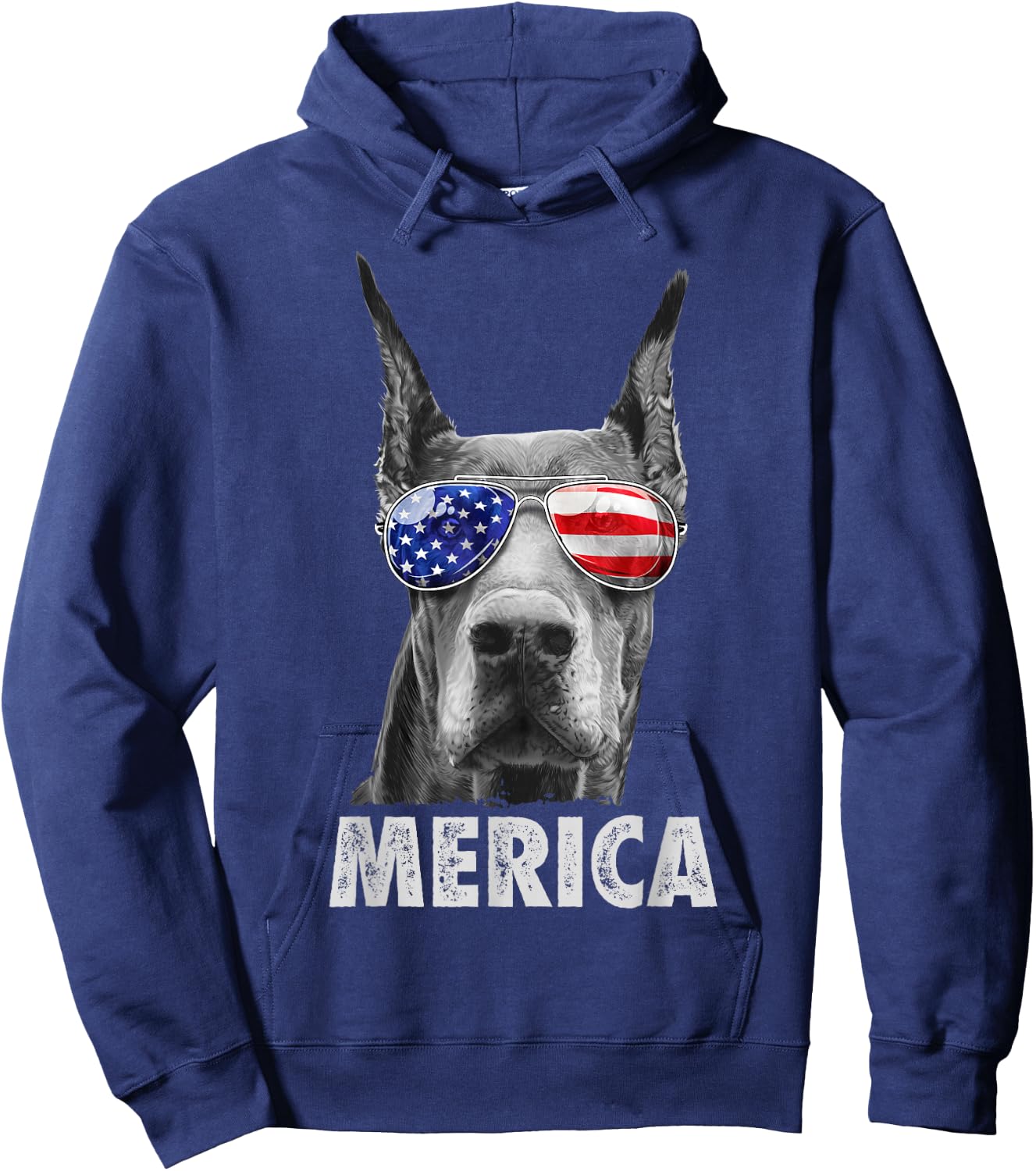 Doberman 4th of July Merica Men American Flag Sunglasses Hoodie - Hoodie | Navy