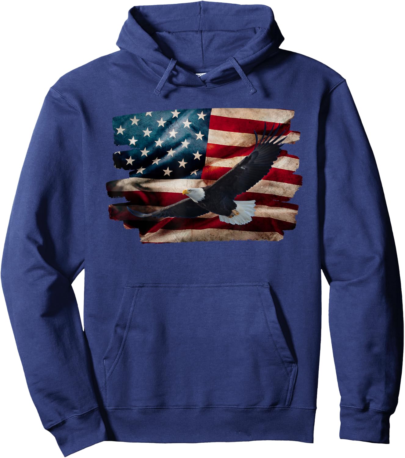 Flying Bald Eagle, American Flag, 4th of July, United States Hoodie - Hoodie | Navy